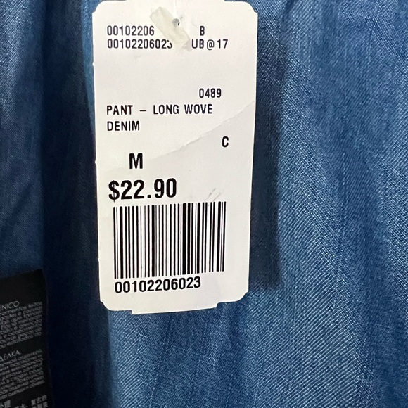 FOREVER 21 Parachute Baggy Chambray Denim Jean Drawstring Pants- Size M - Picture 5 of 7